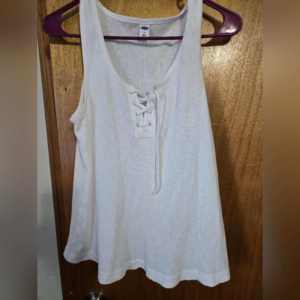 Old Navy Ivory Lace-Up Tank Top